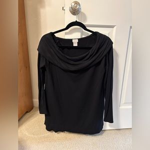 CHICO’S | off the shoulder cowl neck sweatshirt